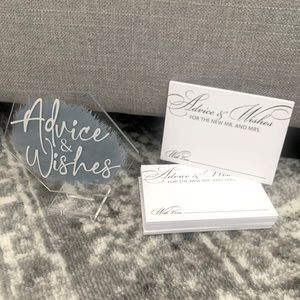 Advice & Wishes acrylic sign w/ fillable cards